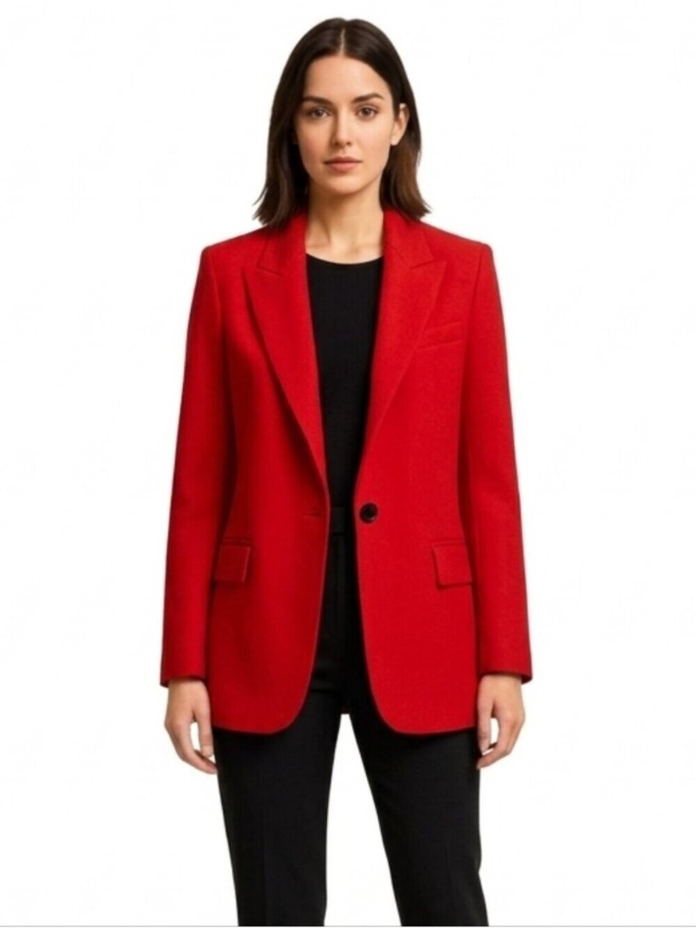 Zara Dark Red Single Breasted Blazer